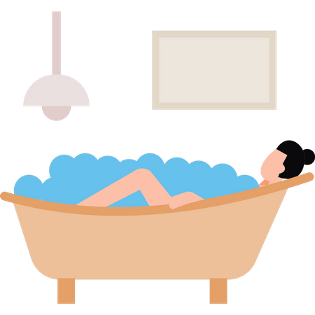Girl is laying in the bathtub  Illustration