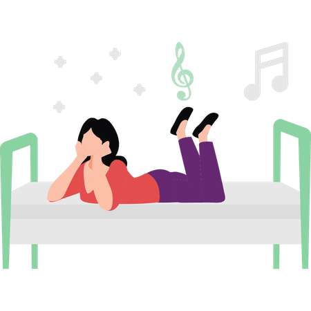 Girl is laying on the bed  Illustration