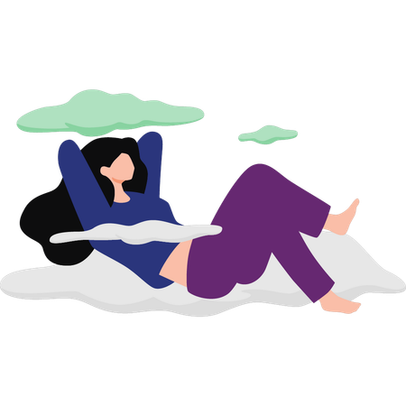 Girl is laying on the clouds  Illustration