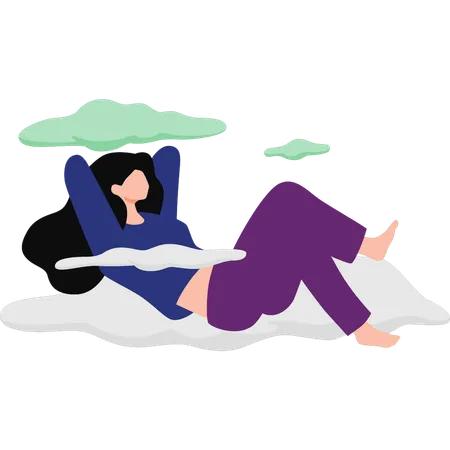 Girl is laying on the clouds  Illustration