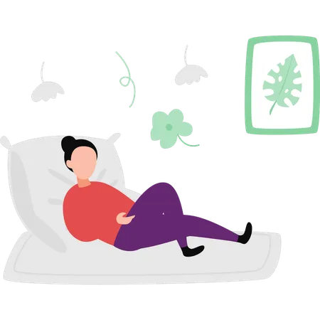 Girl is laying on the pillow  Illustration