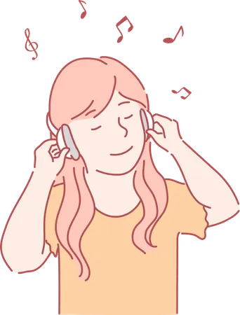 Girl is listening music  Illustration
