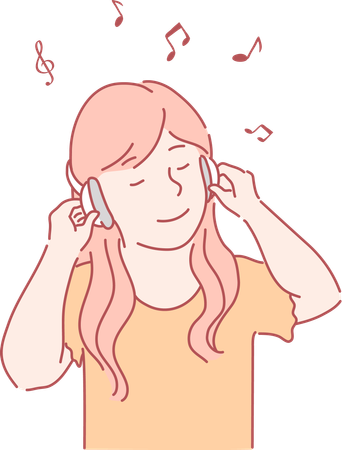 Girl is listening music  Illustration