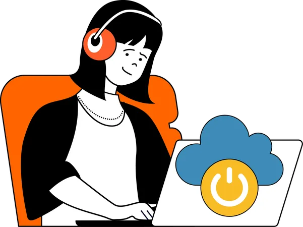 Girl is listening music on cloud  Illustration