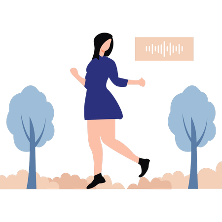 Girl is listening to a podcast  Illustration