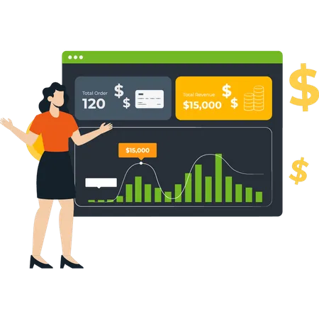 Girl is looking at income  Illustration
