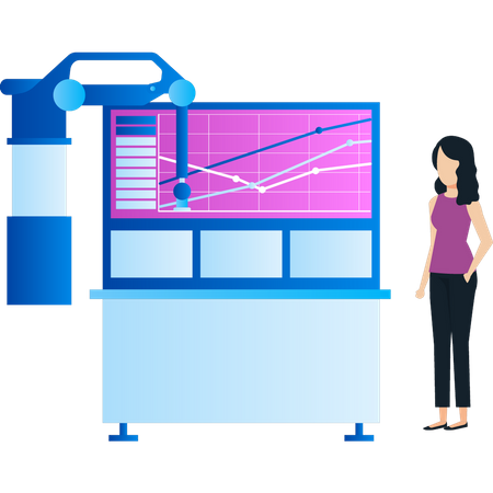 Girl is looking at production graph  Illustration