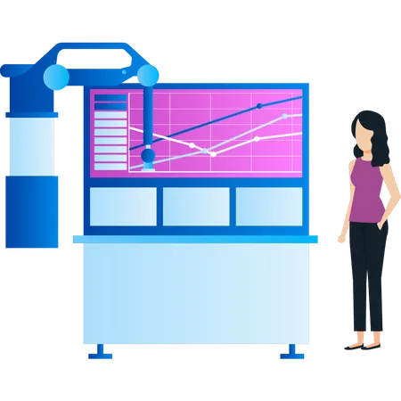 Girl is looking at production graph  Illustration