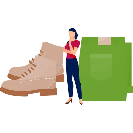 Girl is looking at shoes  Illustration