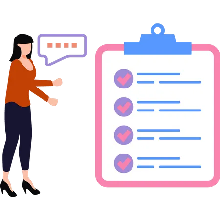 Girl is looking at the checklist  Illustration