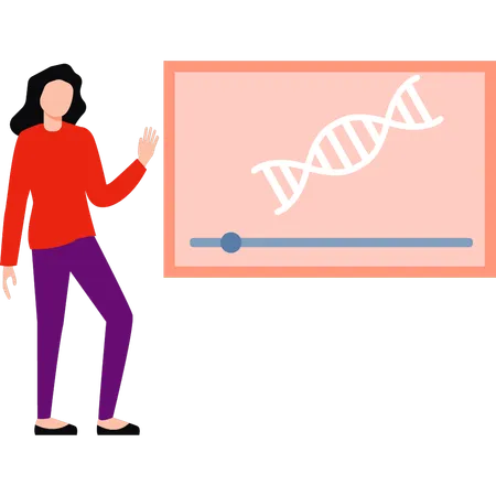 The Girl Is Looking At The DNA Report Illustration