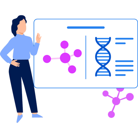 Girl is looking at the DNA report  Illustration
