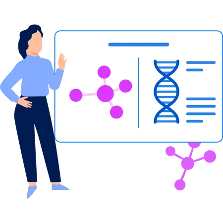 The Girl Is Looking At The DNA Report Illustration