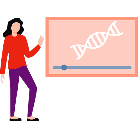 Girl is looking at the DNA report  Illustration