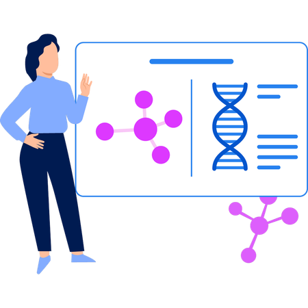 Girl is looking at the DNA report  일러스트레이션