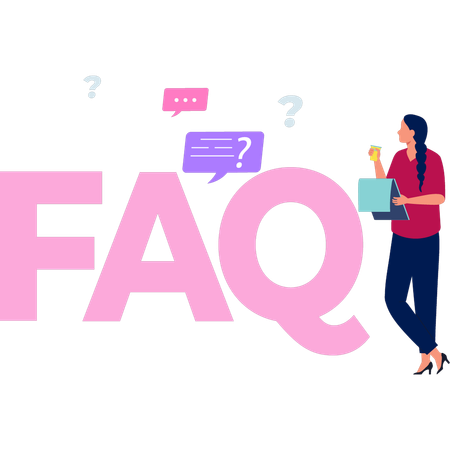 Girl is looking at the FAQ  Illustration
