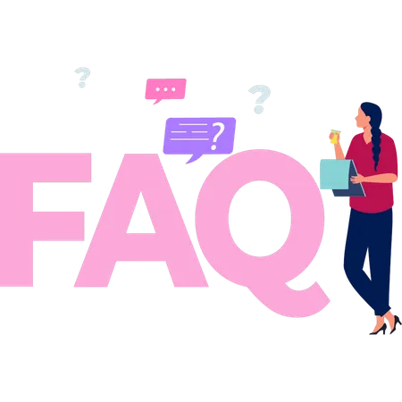The Girl Is Looking At The FAQ Illustration