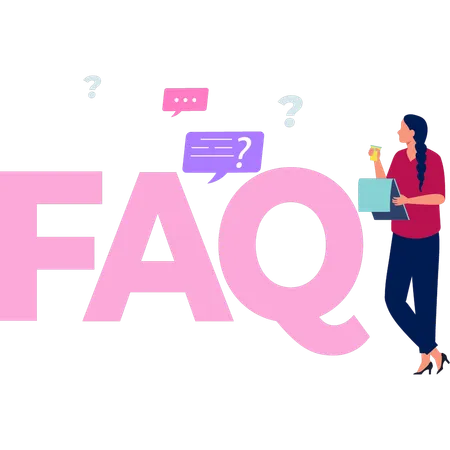 Girl is looking at the FAQ  Illustration