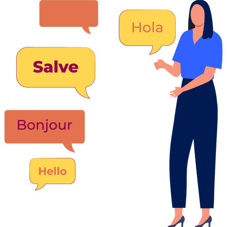 Girl is looking at the international words  イラスト