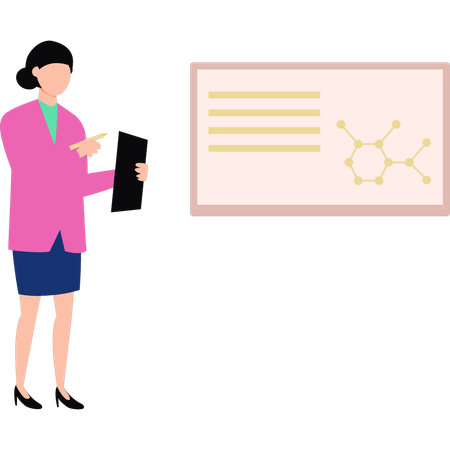 Girl is looking at the structure of an atomic molecule  Illustration