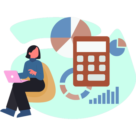 Girl is looking character counting credit rating  Illustration