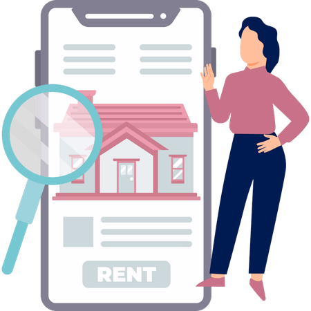 Girl is looking for a house to rent  Illustration