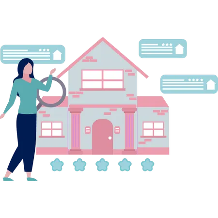 Girl is looking for a renting house  Illustration