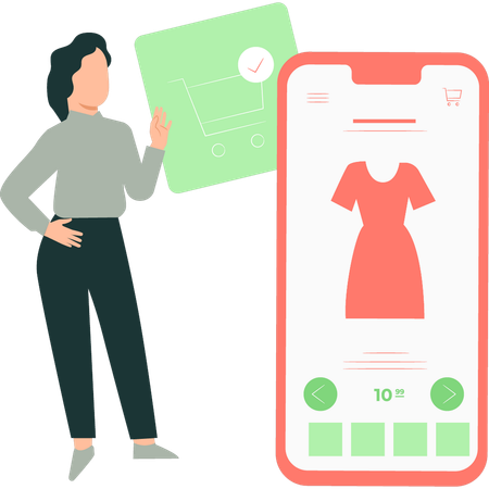 Girl is looking for clothes online  Illustration