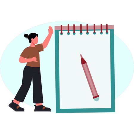 Girl is looking pen paper  Illustration
