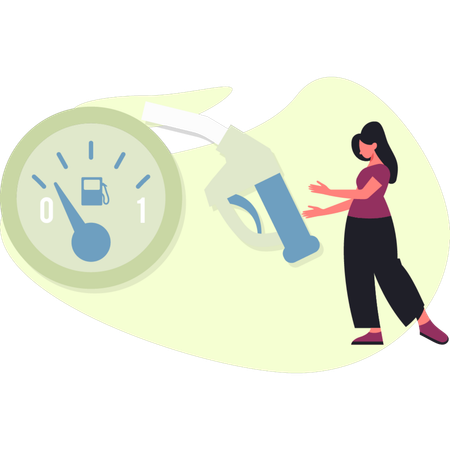 Girl is looking speed meter  Illustration