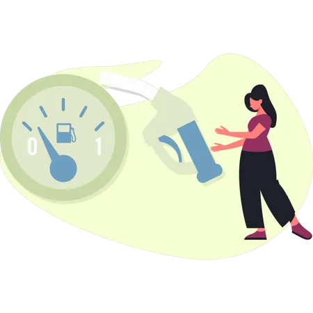 Girl is looking speed meter  Illustration