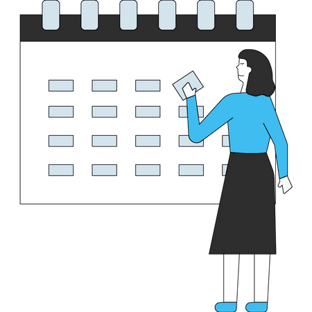 Girl is making an appointment on the calendar Illustration