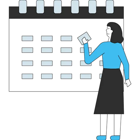 The Girl Is Making An Appointment On The Calendar Illustration