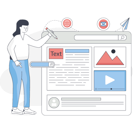 Girl is making content design  Illustration