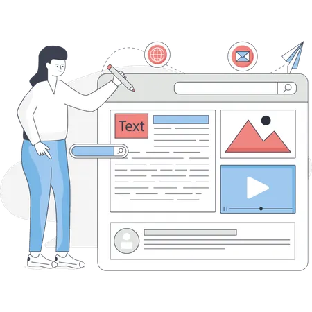 Girl is making content design  Illustration