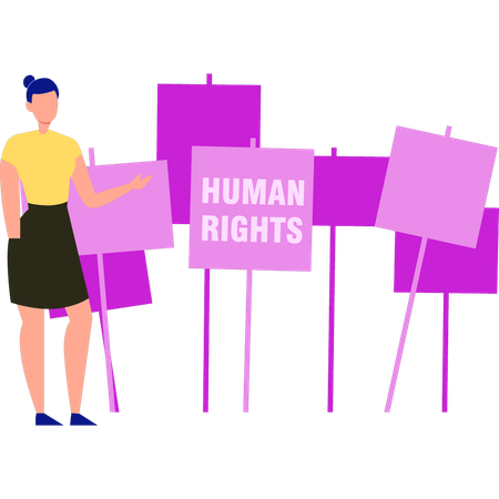 Girl is making human rights banner  Illustration