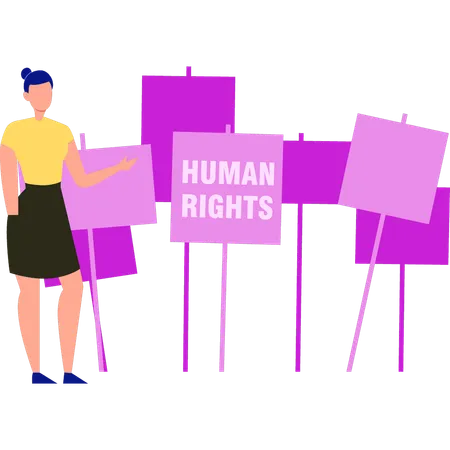 Girl is making human rights banner  Illustration