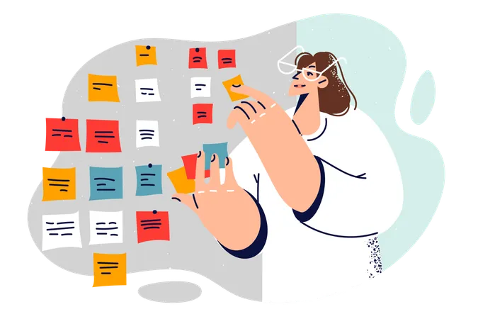 Girl is making task schedule  Illustration