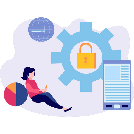 Girl is managing security  Illustration
