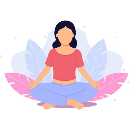 The Girl Is Meditating For Herself Illustration