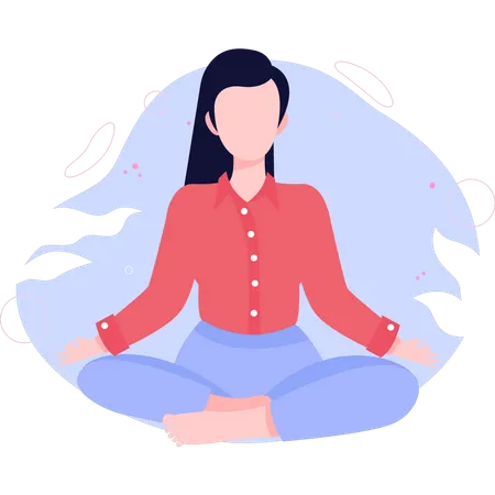 The Girl Is Meditating For Herself Illustration