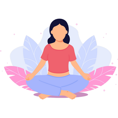 Girl is meditating for herself  Illustration