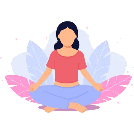 Girl is meditating for herself  Illustration