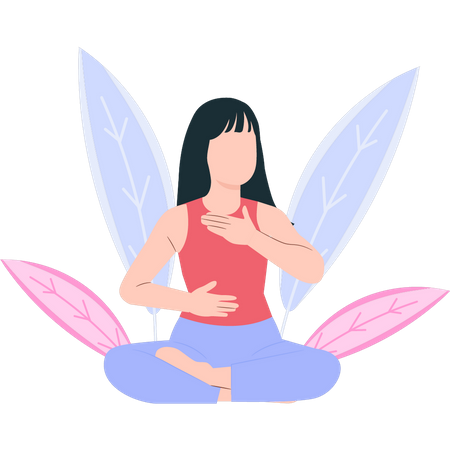 Girl is meditating for relaxation  Illustration