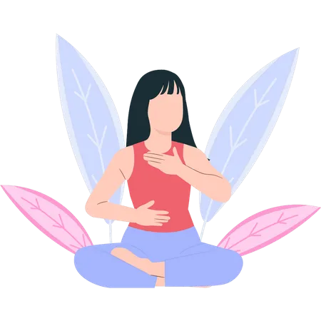 Girl is meditating for relaxation  Illustration