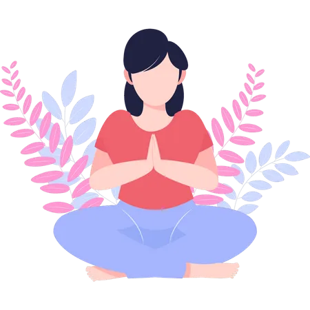 Girl is meditating  Illustration