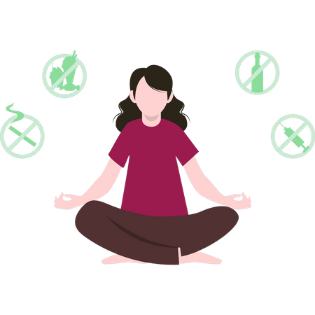 Girl is meditating  Illustration