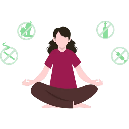 Girl is meditating  Illustration