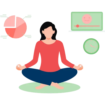 Girl is meditating  Illustration