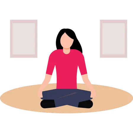 Girl is meditating  Illustration